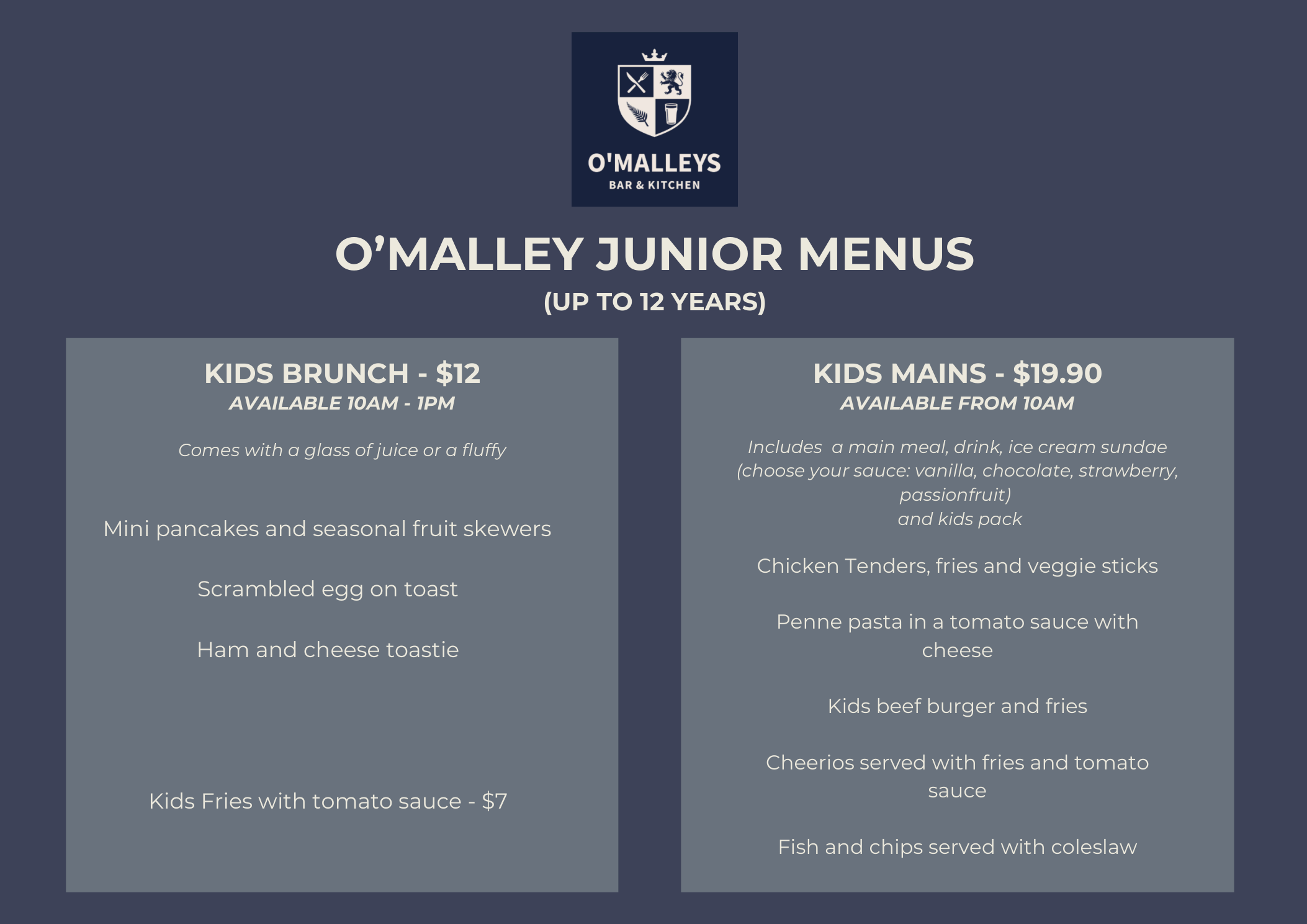 OMalleys-Kids-Menu